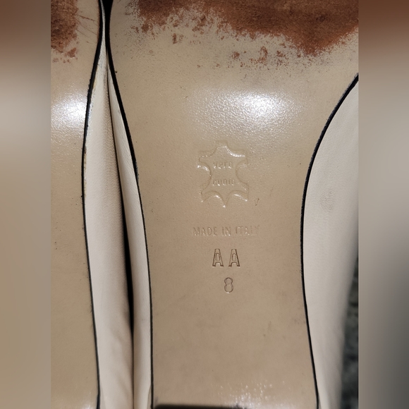 Saks Fifth Avenue 3" Heels US Women's Sz 8AA Cream/Black Gently Used - Picture 13 of 13
